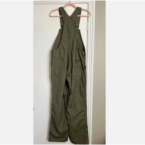 Patagonia Women M All Seasons Hemp Canvas Bib Overalls Cotton Double Knee Green - Picture 4 of 9